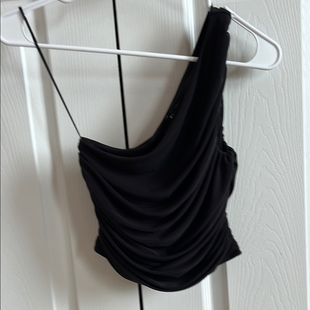 Worn 1X, Express, Women’s, one shoulder crop top, side ruching